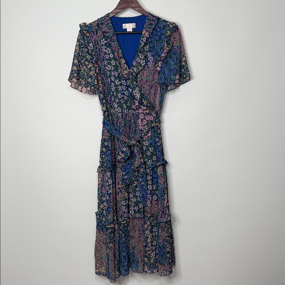 Rachel Parcell Floral V-Neck Ruffle Dress Size 6 - Picture 3 of 12